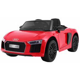 Audi R8 Spyder batéria Červená + Diaľkové ovládanie + EVA + Pomalý štart + Rádio MP3 + LED dióda