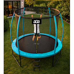 Aga SPORT EXCLUSIVE Trampolína 250 cm Svetlomodrá + ochranná sieť + rebrík - II. AKOSŤ