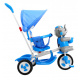 detský trojkolový bicykel Elephant Blue + zvuky + strieška + zábrana + opierka nôh + rukoväť + lyžiny + úložný priestor