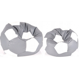 Aga Sedací vak BALL XXXL Biela - Šedá + podnožka