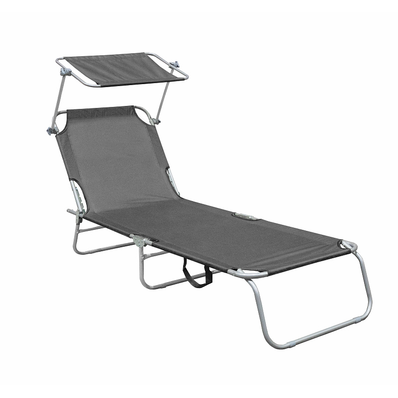 Linder Exclusiv Záhradné lehátko so strieškou Tmavo sivé - 2. AKOSŤ