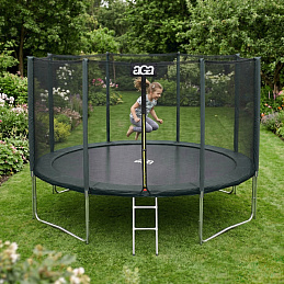 Aga SPORT PRO Trampolína 366 cm Tmavozelená + ochranná sieť + rebrík - II. AKOSŤ