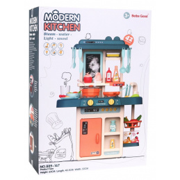 Farebná kuchynka pre deti 3+ Interaktívny parný horák + vodovodný kohútik + tabuľa + príslušenstvo 42 el.