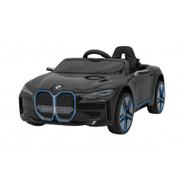 BMW i4 batériové auto pre deti čierne + pomalý štart + EVA + eko koža + LED audio + diaľkové ovládanie