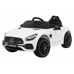 Mercedes Benz GT batéria pre deti Biela + diaľkové ovládanie + pomalý štart + MP3 LED