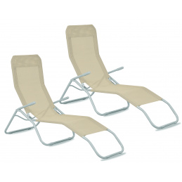 Aga 2x Záhradné lehátko SIESTA Béžové