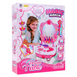 Interaktívny prenosný toaletný stolík pre dievčatá 3+ Zrkadlo + kozmetika + príslušenstvo