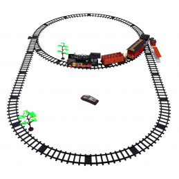 Vláčik na diaľkové ovládanie s koľajami pre deti 3+ Funkcia dymu + zvuky Svetlá