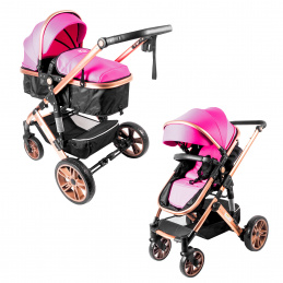 Aga Kombinovaný kočík 2v1 Čierno/Ružový