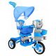 detský trojkolový bicykel Elephant Blue + zvuky + strieška + zábrana + opierka nôh + rukoväť + lyžiny + úložný priestor
