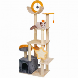 Škrabadlo pre mačku - béžové - s hviezdičkami