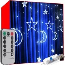 Svetelná záves 138 LED USB studená biela KS19756