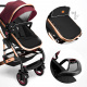 Kiduku Kombinovaný kočík 3v1 Bordový/Čierny