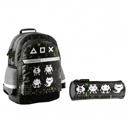 Školský set trojkomorový batoh + puzdro Game