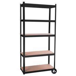Aga 2x Kovový regál 180x90x40 cm 5 políc Čierny