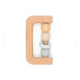 Hrkálka do ruky drevo + silikón modrá 4m+ BAMBOOM univerzálna