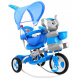 detský trojkolový bicykel Elephant Blue + zvuky + strieška + zábrana + opierka nôh + rukoväť + lyžiny + úložný priestor