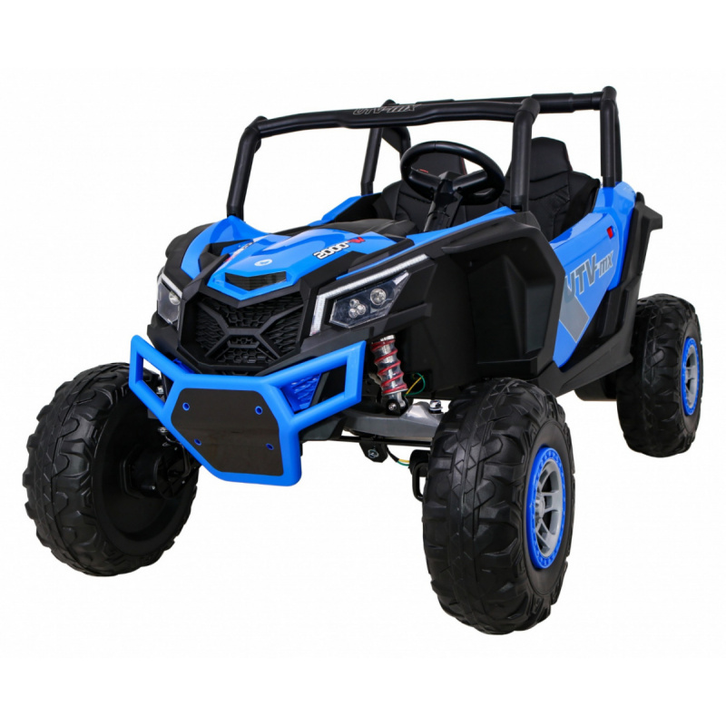 Detská batériová buggy UTV-MX Modrá + pohon 4x4 + diaľkové ovládanie + LED audio + úložný priestor + EVA + pomalý štart