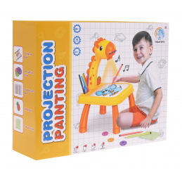 Interaktívny kresliaci projektor Žirafa pre deti 3+ Stoli + nočná lampička + 24 obrázkov + 12 pier + svetelné zvuky