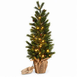Aga Umelý vianočný stromček v kvetináči 70 cm zasnežený s LED osvetlením