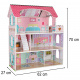 Aga MDF Domček pre bábiky s nábytkom 70 cm Ružový LED