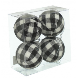 Sada štyroch kockovaných vianočných ozdôb na stromček