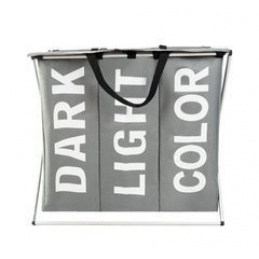 Trojitý košík na bielizeň 130 l Šedý Malatec 12257