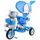 detský trojkolový bicykel Elephant Blue + zvuky + strieška + zábrana + opierka nôh + rukoväť + lyžiny + úložný priestor