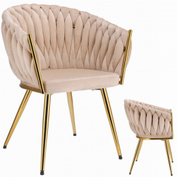 Stolička MOLTO béžová čalúnená zlaté nohy