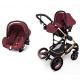 Kiduku Kombinovaný kočík 3v1 Bordový/Čierny