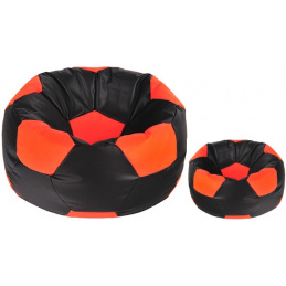 Aga Sedací vak BALL XXXL Oranžová - Čierna + podnožka - HĽADAŤ