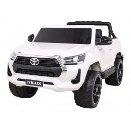 Toyota Hilux batéria pre deti Biela + pohon 4x4 + diaľkové ovládanie + 2 nosiče batožiny + rádio MP3 + LED dióda Toyota Hilux batéria pre deti Biela + pohon 4x4 + diaľkové ovládanie + 2 nosiče batožiny + rádio MP3 + LED dióda