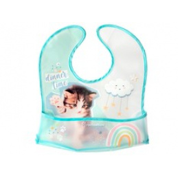 Nepremokavý bryndáčik s vreckom 4m+ LULABI Mačička