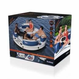 BESTWAY Lazy Dayz Nafukovací plavecký ostrov pre 4 osoby 239x63,5 + sieťované dno + 4 nafukovacie opierky + 2 čierni pasažieri