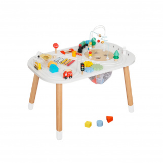 Aga4Kids Detský montessori stôl s aktivitami a vláčikodráhou