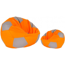 Aga Sedací vak BALL XXXL Šedá - Oranžová + podnožka