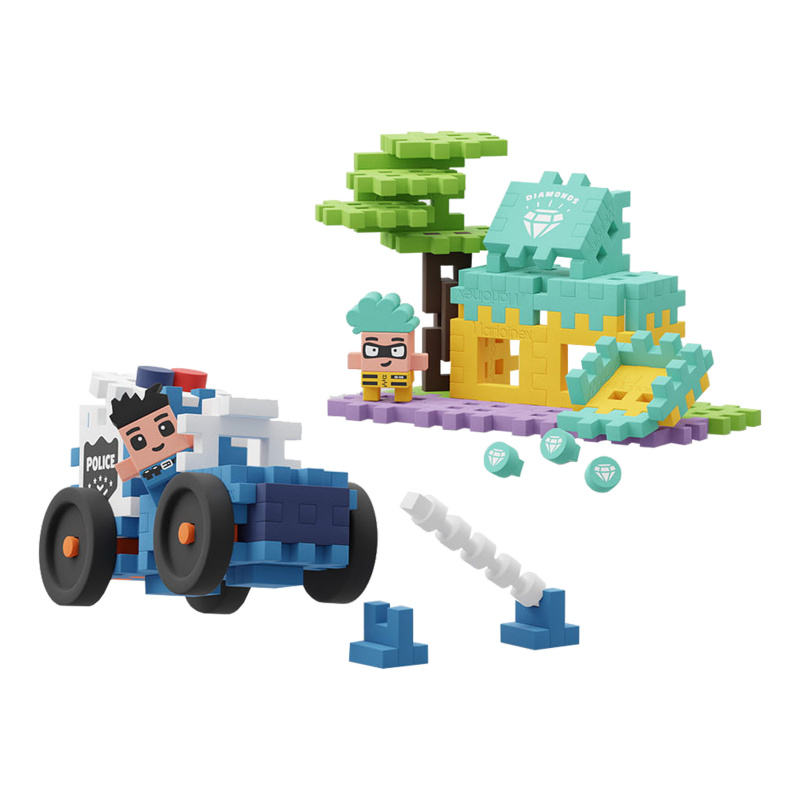 Marioinex MINI WAFFLE Policajné auto a zlatníctvo 80ks