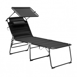 Aga Záhradné lehátko XXL so strieškou Čierne 2DAZ565 - II. KVALITA