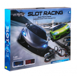 10-metrová závodná dráha pre deti 6+ Piloti + 2 autá 1:43 + Svetlá + 2 360 slučky