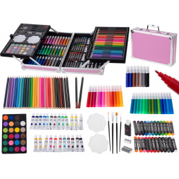 Aga Plastová maľovacia sada v kufríku 145 ks Ružová