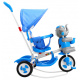 detský trojkolový bicykel Elephant Blue + zvuky + strieška + zábrana + opierka nôh + rukoväť + lyžiny + úložný priestor