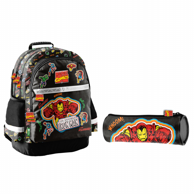 Školský set trojkomorový batoh + puzdro Iron Man