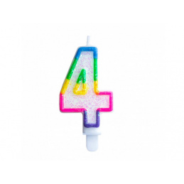 Aga4Kids Tortová sviečka 4 trblietavá s dúhovým okrajom