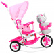 detský trojkolový bicykel Elephant Pink + zvuky + strieška + zábrana + opierka nôh + rukoväť + lyžiny + úložný priestor