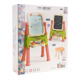 Magnetická tabuľa 2 v 1 pre deti 3+ Príslušenstvo + Nastavenie výšky + Stolička + Polica + Kriedové perá Magnetická tabuľa 2 v 1 pre deti 3+ Príslušenstvo + Nastavenie výšky + Stolička + Polica + Kriedové perá