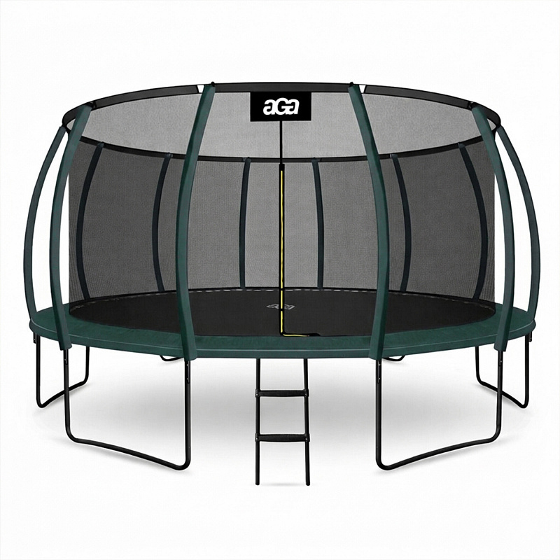 Aga SPORT EXCLUSIVE Trampolína 500 cm Tmavo zelená + ochranná sieť + rebrík