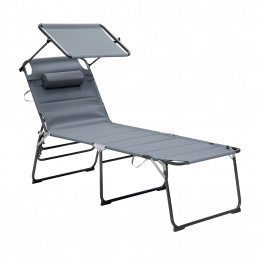 Aga Záhradné lehátko XXL so strieškou Sivé 2DAZ603 - II. KVALITA