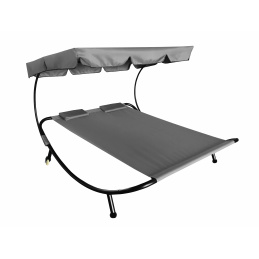 Aga Zahradní lehátko pro dvě osoby se stříškou Šedé 2DAZ632 - II. JAKOST