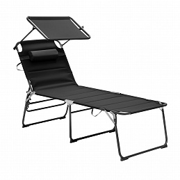 Aga Záhradné lehátko XXL so strieškou Čierne - 2. AKOSŤ