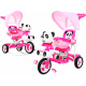 detský trojkolový bicykel Panda Pink + zvuky + strieška + zábrana + opierka nôh + rukoväť + lyžiny + úložný priestor
